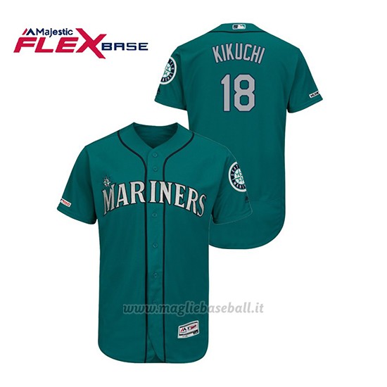 Maglia Baseball Uomo Seattle Mariners Yusei Kikuchi 150th Aniversario Patch Autentico Flex Base Verde